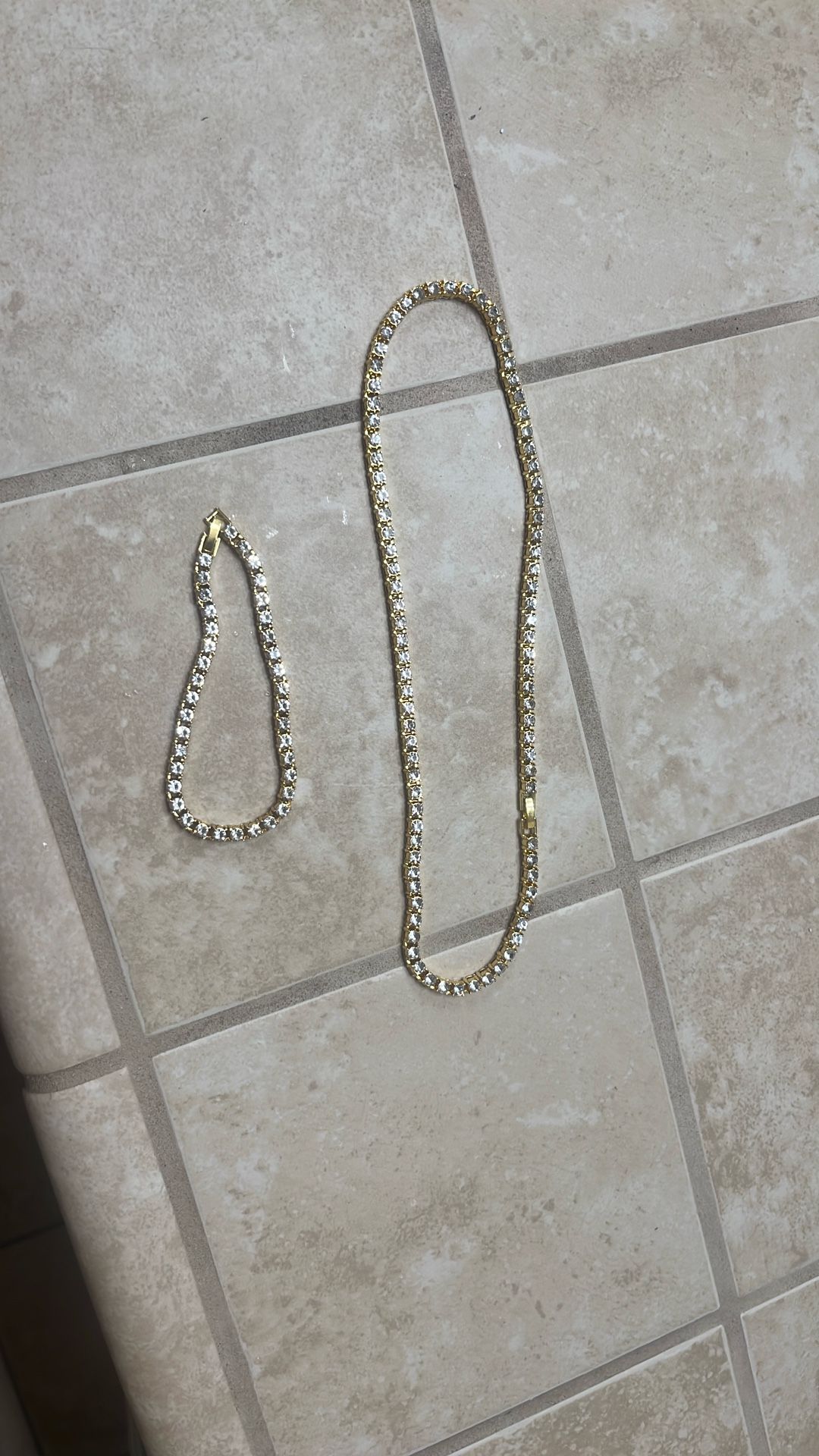 Brand New Tennis Bracelet And Necklace Set