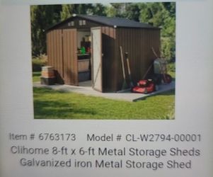 Clihome 8x6 ft Metal Storage Shed