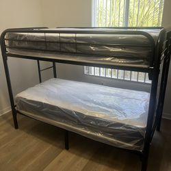 Twin over Twin bunk beds frame and free delivery in box with the mattress and