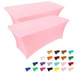 IVAPUPU 2 Pack 6FT Table Cloth for Rectangular Fitted Events Stretch Pink Table Covers Washable Spandex Spring Tablecloth Protector for Party, Wedding