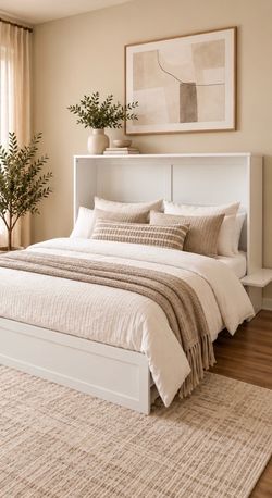Like-New Wildon Home Amri Queen Murphy Cabinet Bed + Mattress – White