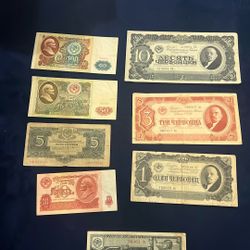 Russia  🇷🇺 (Vladimir Lenin )(Old Soviet banknotes.) 8 pieces 