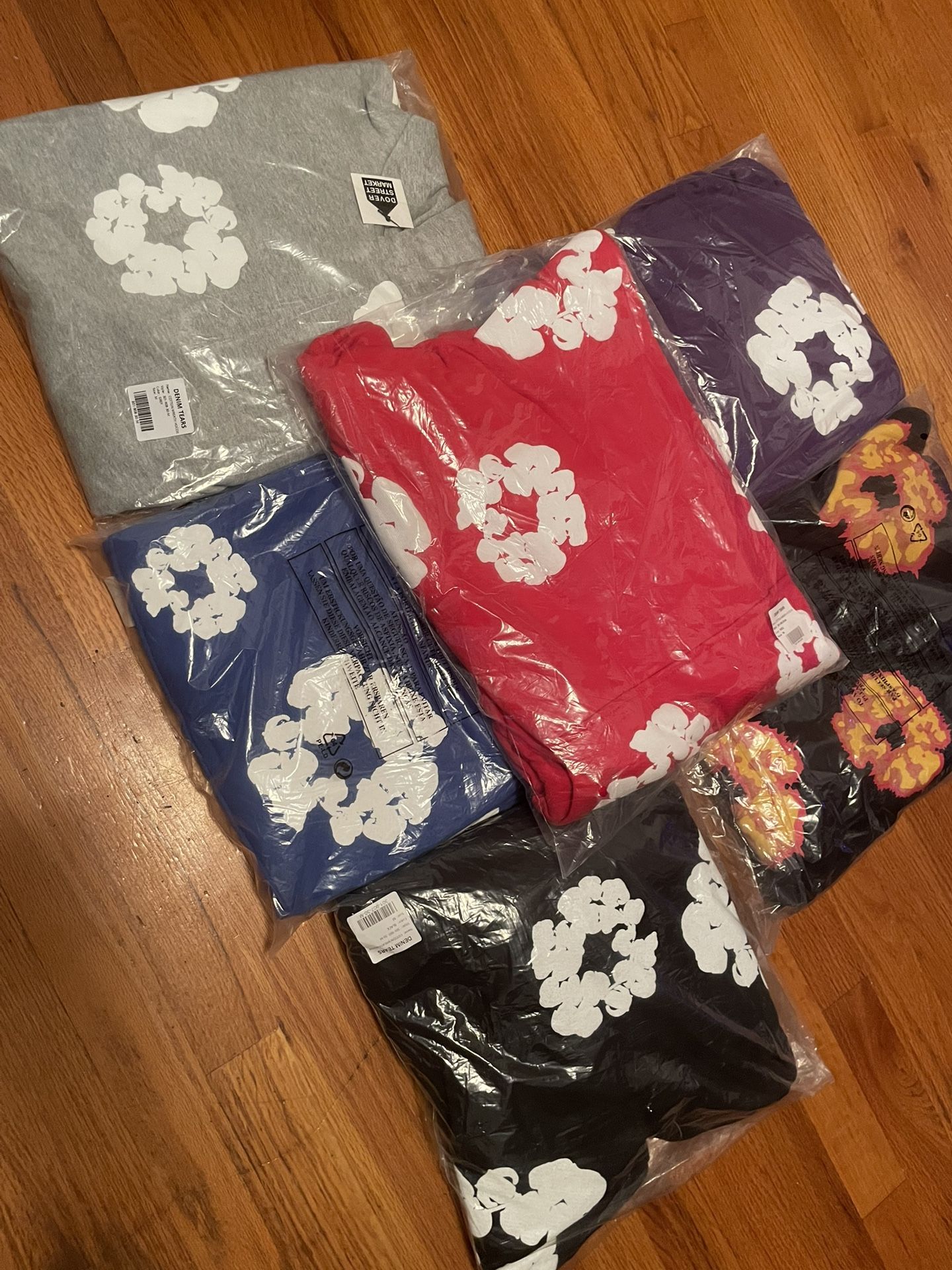 DENIM TEAR HOODIES (all medium 1 large)