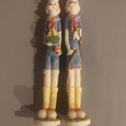 Pencil Bunny Rabbit Figures Tall Skinny Set Of 2 Decorativ Statues