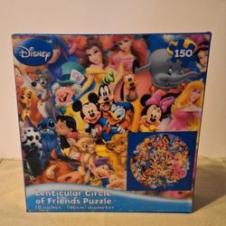 Disney Lenticular Circle Of Friends Circular 3D Puzzle-Still Sealed
