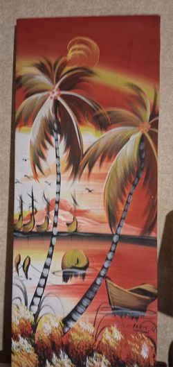 Tropical Sunset Palm Tree Painting