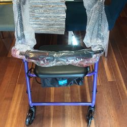 New Medline Durable Aluminum Fold Up Mobility Rollator Walker