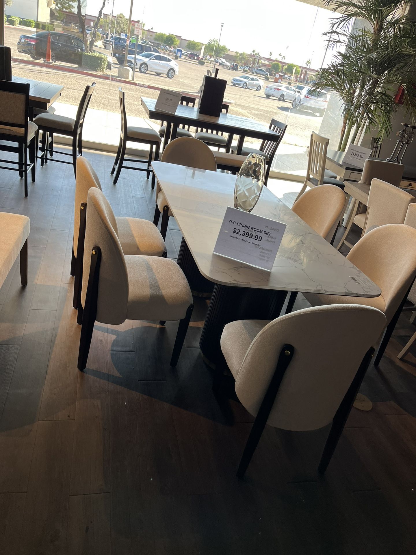 Grey/Black Marble Dining Room Set