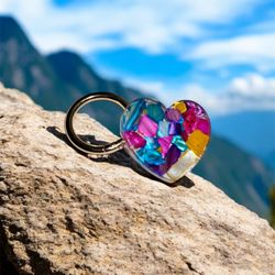 Heart Keychain with Real Shells – Handmade by ByWita 