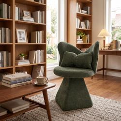 Homy Casa Daphne Vanity Chair with Butterfly Back Swivel Accent Chair for Bedroom, Living Room, Dining, Makeup, Study Open Box
