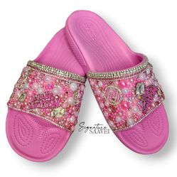 BRAND NEW Signature 'PinkPassion' Croc Slides (Women's Size 12)
