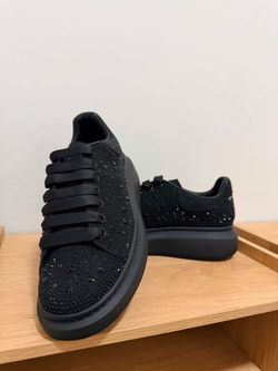 Alexander McQueen Black Crystal Rhinestone Platform Sneakers