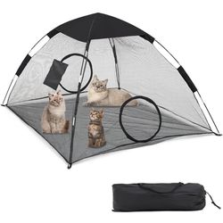 Outdoor Cat Tent, Cat Enclosure for Outside Indoor, Portable Sunshade Playpen Playhouse for Cats Puppy Small Animals