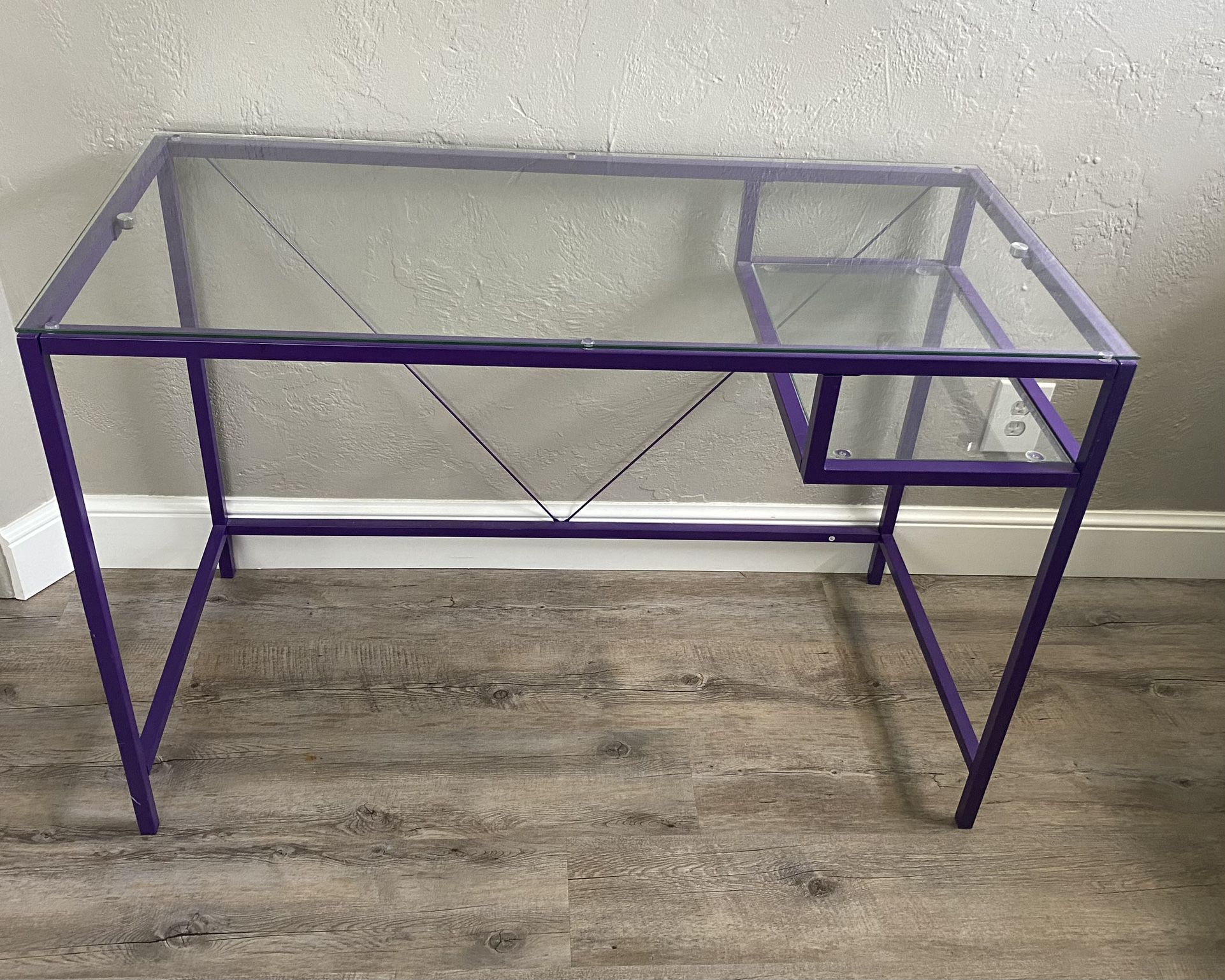 Glass Top Purple Desk 