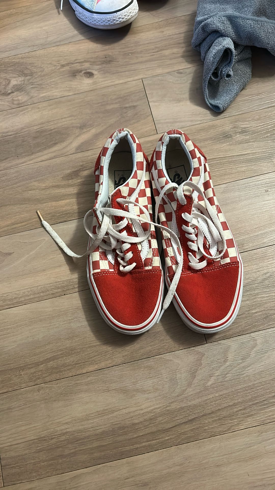 Once Used Vans Red And White