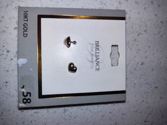 10k Yg Heart Stud Earrings