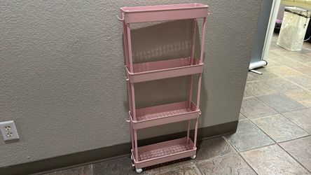 Pink 4-Tier Rolling Storage Cart