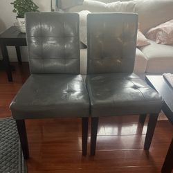2 Grey Faux Leather Chairs