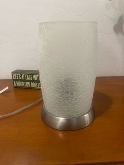 Modern Crackle Glass Touch Control Table Lamp - Brushed Metal Base