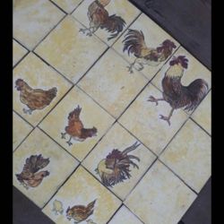 Vintage Rooster Coasters Set: 1970s Ceramic Kitchen Decor
