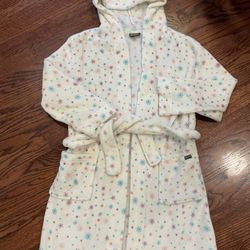 Eddie Bauer Girl's Medium 10/12 Robe - White with Stars