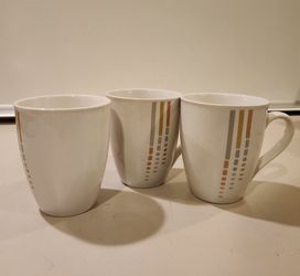 Set of 3 Royal Norfolk Ceramic Coffee Mugs – Retro Geometric Design