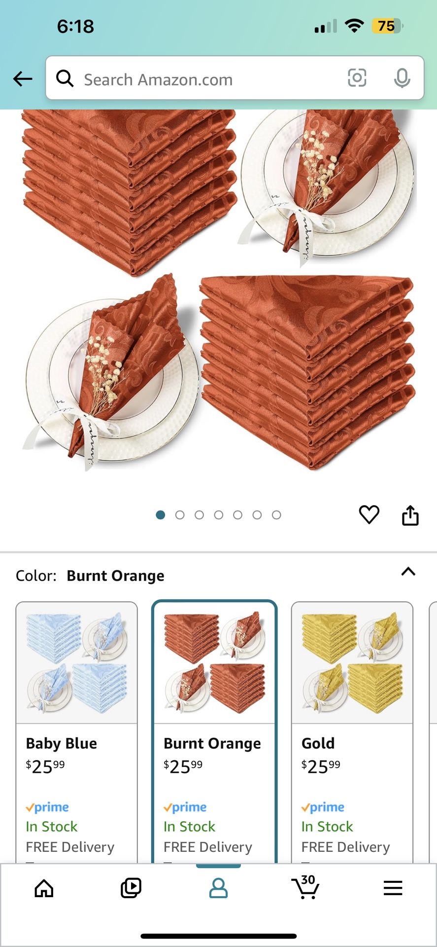 Burnt orange Napkins For Wedding Decor