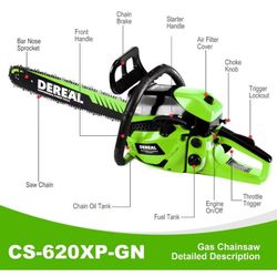 62CC Chainsaw Saw Gas Powered 20" Chain Saws Cordless Petrol Saw Handheld Chainsaw for Cutting Wood Trees Branches(6220C)