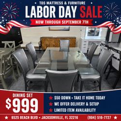 Glass Top Dining Table with 8 Chairs 🚚WE DELIVER🚚