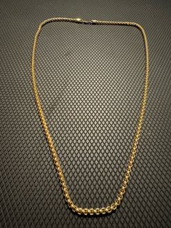 26 Inch Box Link .925 Silver 18 Karat Gold Over Chain