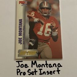 Joe Montana San Francisco 49ers Hall of Fame QB Pro Set Short Print Insert Card. 