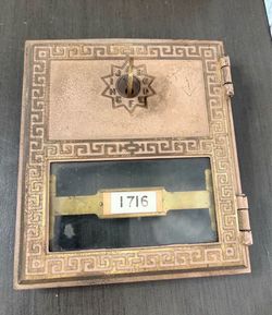 Vintage Brass US Post Office Box Door With Key