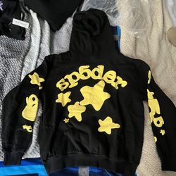 Sp5der Hoodie Black And Yellow 