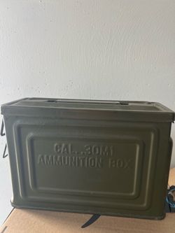 WWII memorabilia.  Steel military cartridge case for .40-06 M1917/1919 Browning Machine Gun Bullets