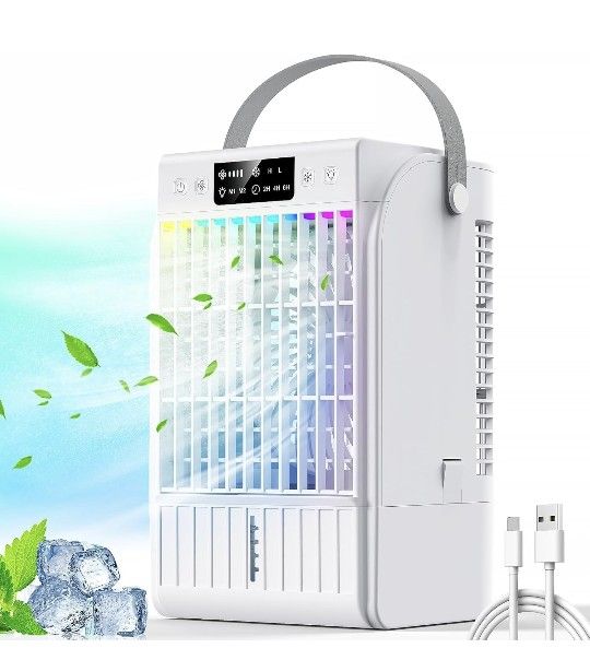 Portable Air Conditioners,1500 ML Portablel Air Cooler, 4 Wind Speeds& 2 Spray Modes Evaporative Air Cooler,Personal Cooling Fan with 2-6H Timer