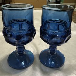 Antique Blue Goblet Glass Set