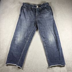 Rag & Bone Miramar Wide Leg Women’s XL Sweatpants Blue Raw Hem Denim Jeans #3502