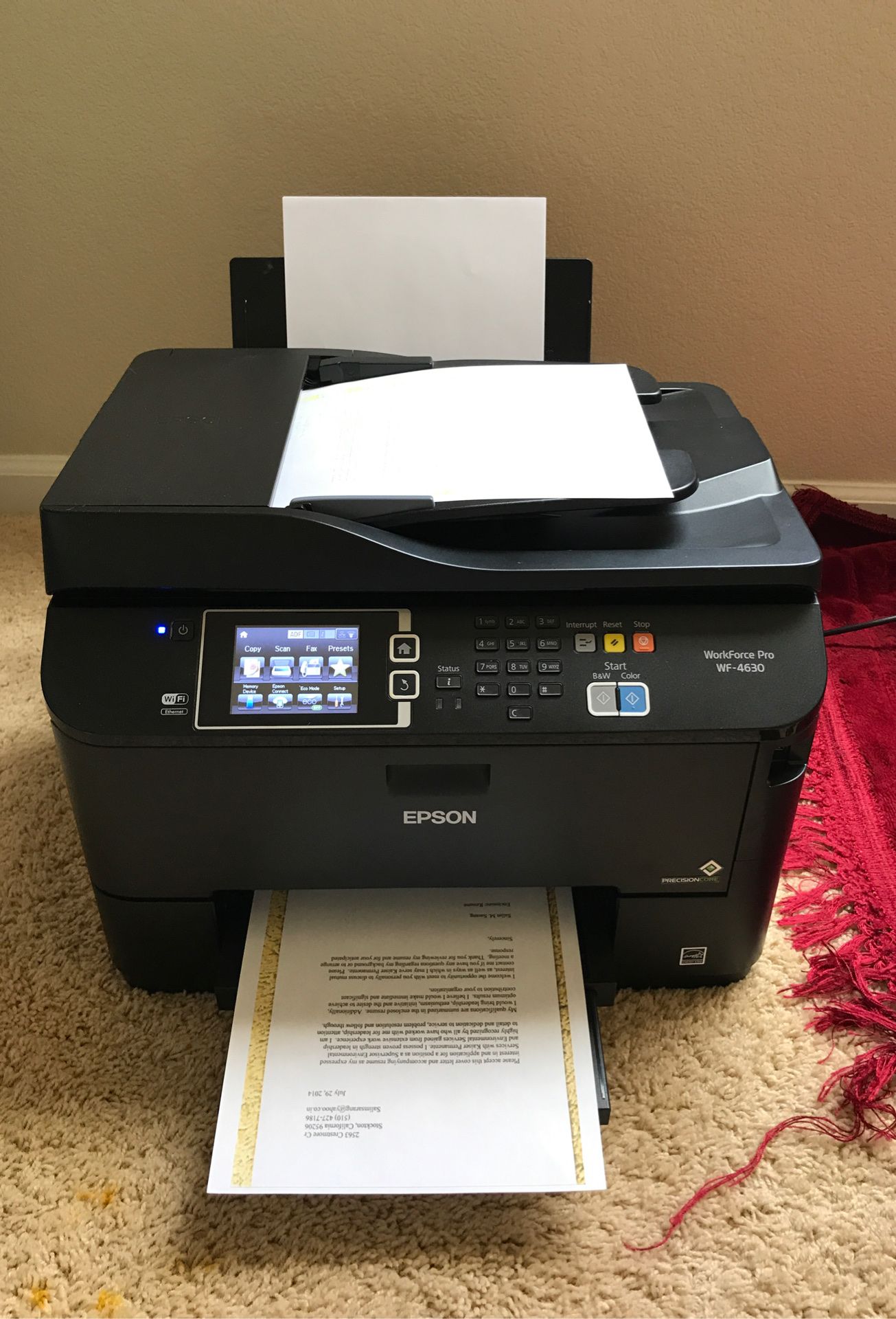 New Epson WorkForce WF-4630 Wireless All-in-One Color Inkjet Printer Copy Sealed Excellent working condition