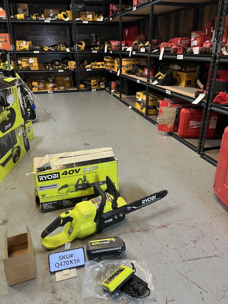 USED Ryobi 40V HP 14 in. Chainsaw Kit ONE 4Ah Battery & Charger RY405100