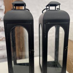 Large Black Metal Candle Holder Lantern 