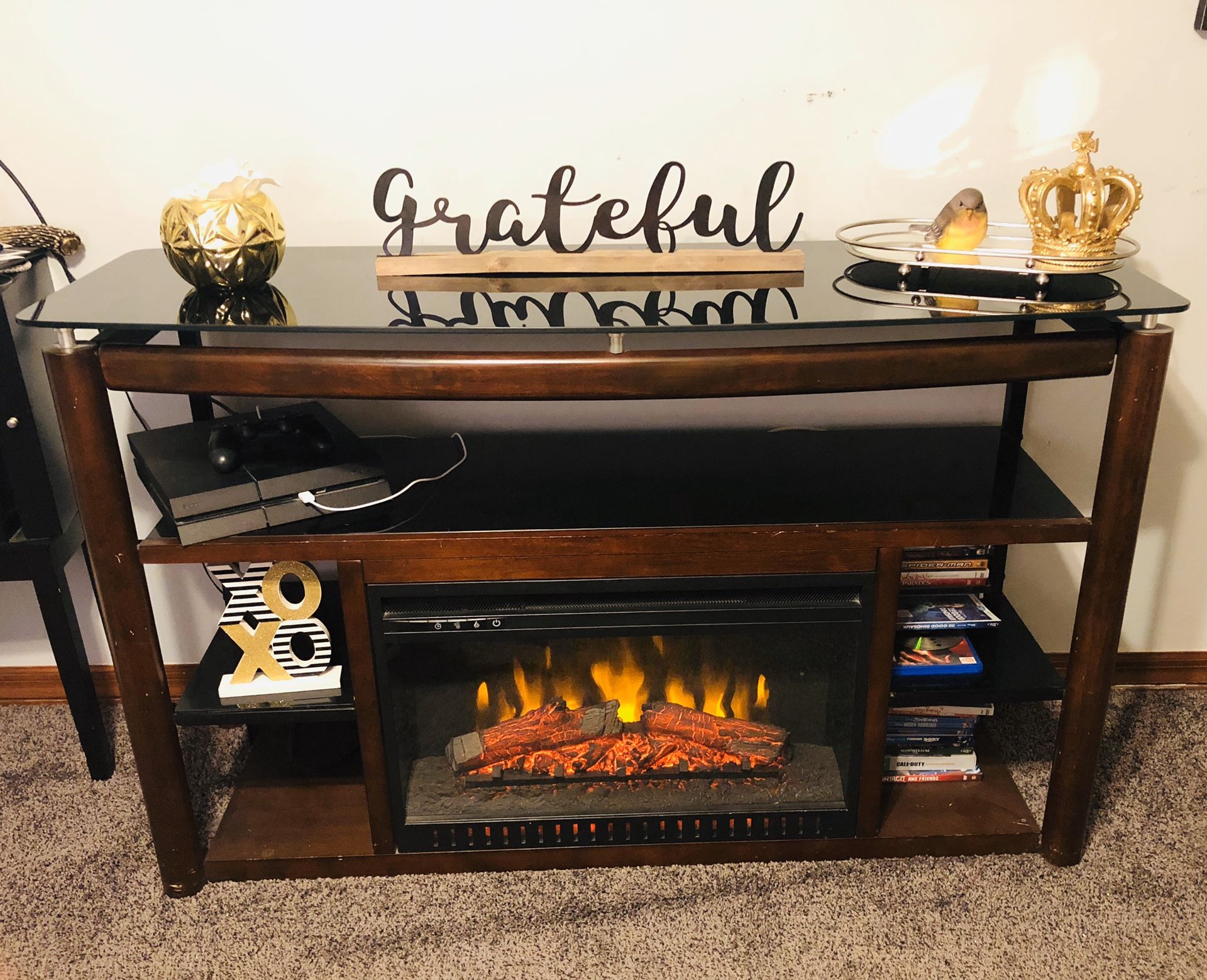 Tv stand with fireplace