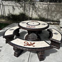 Concrete Fire pit/Cooler Table Set