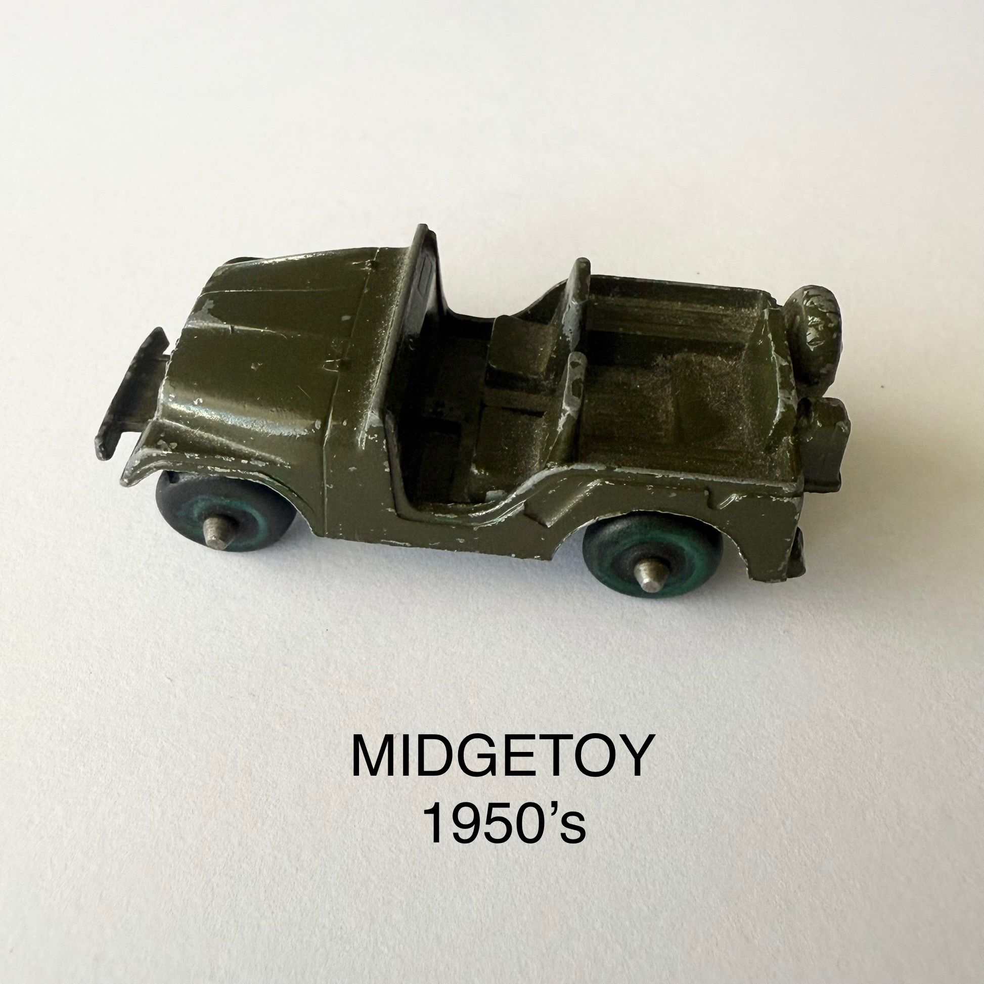 Vintage Collectible MIDGETOY Army 1950’s Jeep Truck, Diecast Toy