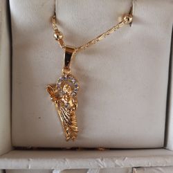 Cadena Con Dige De San Judas Tadeo De Oro Laminado 