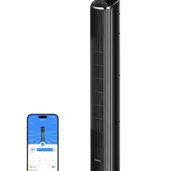 GoveeLife Black Tower Fan for Bedroom, 36" Smart Floor Fan with App/Voice Control, Temperature Sensor, 5 Modes 8 Speeds(25ft/s), 29dB Quiet Oscillatin