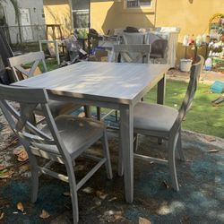 Juego De Comedor Cuadrado Gris De 4 Puestos 