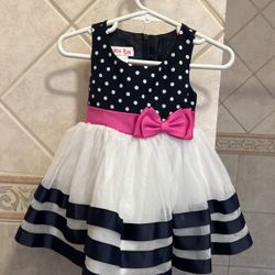 Navy Blue With White Polka Dot Toddler Dress