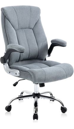 Executive Office Chair,Ergonomic Chair with Flip up Arms Lumbar Support and Wheels, Comfortable