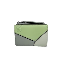 LOEWE Puzzle Color-Block Leather Folding Wallet with Zipper