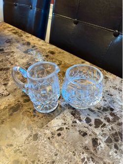 Crystal creamer and sugar